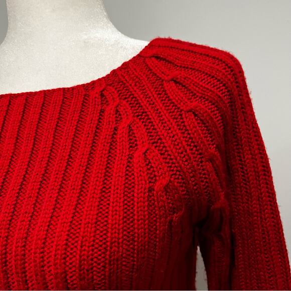 NEW Willi Smith Merino Wool Cable Knit Scoop Neck Chunky Ribbed Sweater Sz S Re… - Picture 7 of 14